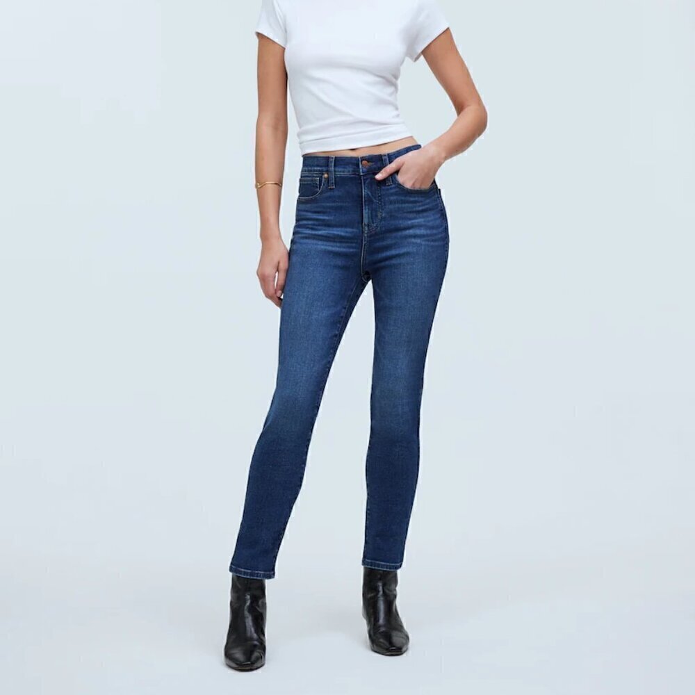 Madewell Stovepipe High Rise Slim Straight Leg Jeans Pendleton Wash Size 27 NWOT